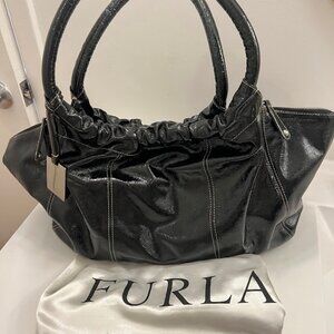 Rare vitnage Furla handbag, black patent leather, amazing condition
